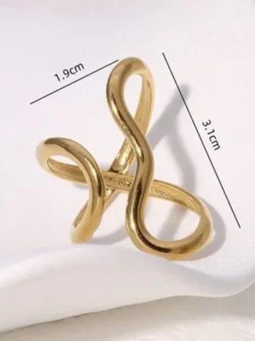 Modern Gold Wave Open Ring Set - Picture 4 of 4